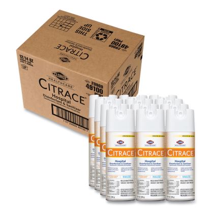Citrace Hospital Disinfectant and Deodorizer, Citrus, 14 oz Aerosol Spray, 12/Carton1