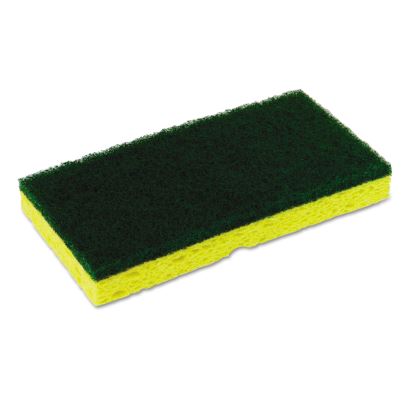 Medium-Duty Sponge N' Scrubber, 3.38 x 6.25, 0.88" Thick, Yellow/Green, 3/Pack, 8 Packs/Carton1