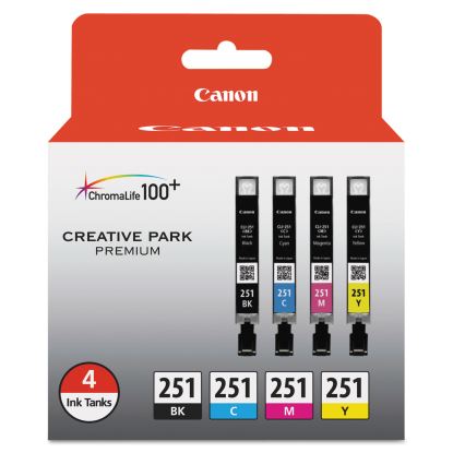 6513B004 (CLI-251) ChromaLife100+ Ink, Black/Cyan/Magenta/Yellow, 4/Pack1