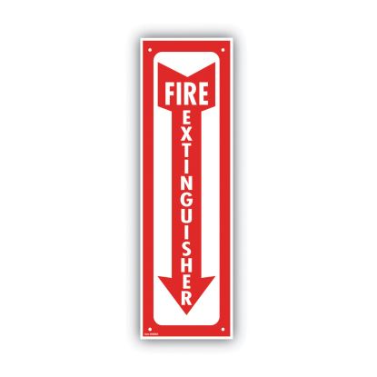 Glow-In-The-Dark Safety Sign, Fire Extinguisher, 4 x 13, Red1