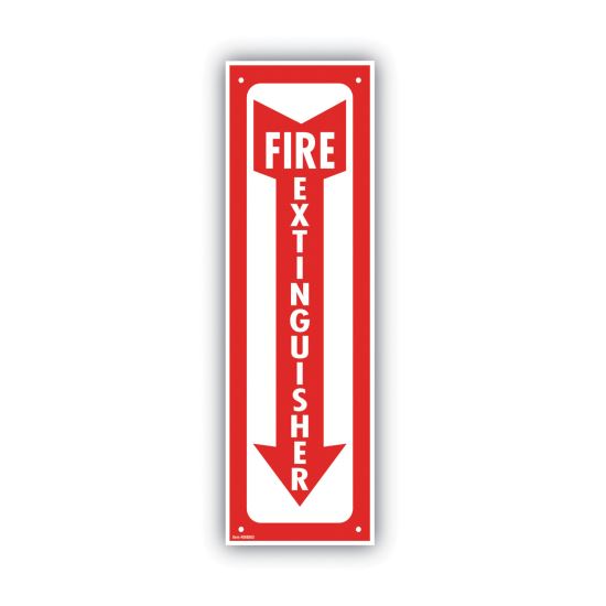 Glow-In-The-Dark Safety Sign, Fire Extinguisher, 4 x 13, Red1