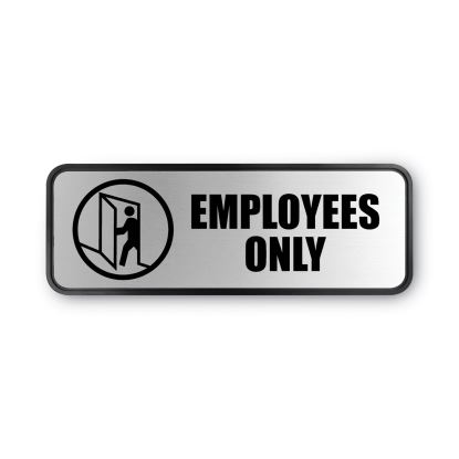 Brushed Metal Office Sign, Employees Only, 9 x 3, Silver1