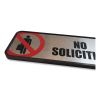 Brushed Metal Office Sign, No Soliciting, 9 x 3, Silver/Red2