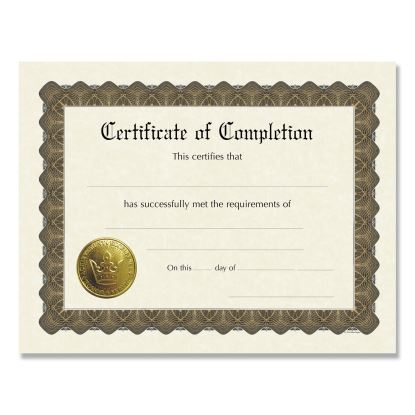 Ready-to-Use Certificates, Completion, 11 x 8.5, Ivory/Brown/Gold Colors with Brown Border, 6/Pack1