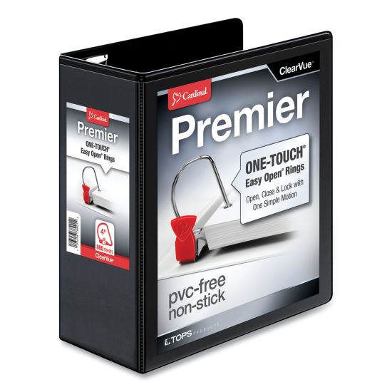 Premier Easy Open ClearVue Locking Slant-D Ring Binder, 3 Rings, 4" Capacity, 11 x 8.5, Black1