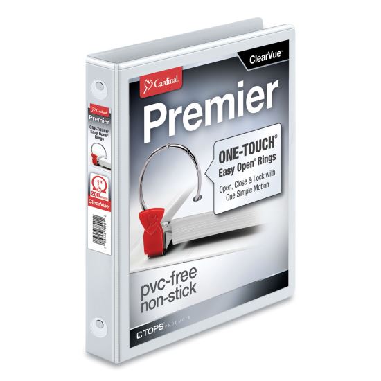 Premier Easy Open ClearVue Locking Round Ring Binder, 3 Rings, 1" Capacity, 11 x 8.5, White1