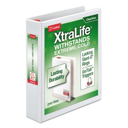 XtraLife ClearVue Non-Stick Locking Slant-D Ring Binder, 3 Rings, 1.5" Capacity, 11 x 8.5, White1