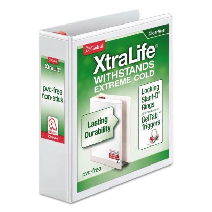 XtraLife ClearVue Non-Stick Locking Slant-D Ring Binder, 3 Rings, 2" Capacity, 11 x 8.5, White1