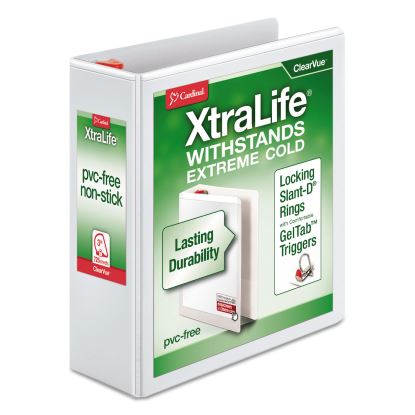 XtraLife ClearVue Non-Stick Locking Slant-D Ring Binder, 3 Rings, 3" Capacity, 11 x 8.5, White1