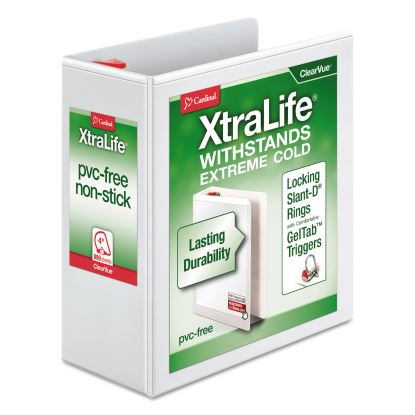 XtraLife ClearVue Non-Stick Locking Slant-D Ring Binder, 3 Rings, 4" Capacity, 11 x 8.5, White1