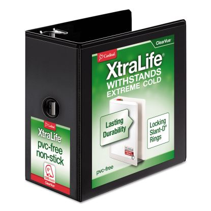 XtraLife ClearVue Non-Stick Locking Slant-D Ring Binder, 3 Rings, 6" Capacity, 11 x 8.5, Black1