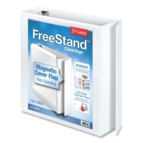 FreeStand Easy Open Locking Slant-D Ring Binder, 3 Rings, 2" Capacity, 11 x 8.5, White1