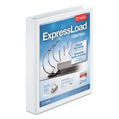ExpressLoad ClearVue Locking D-Ring Binder, 3 Rings, 1.5" Capacity, 11 x 8.5, White1