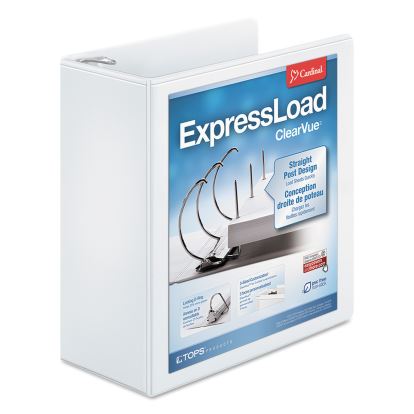 ExpressLoad ClearVue Locking D-Ring Binder, 3 Rings, 4" Capacity, 11 x 8.5, White1