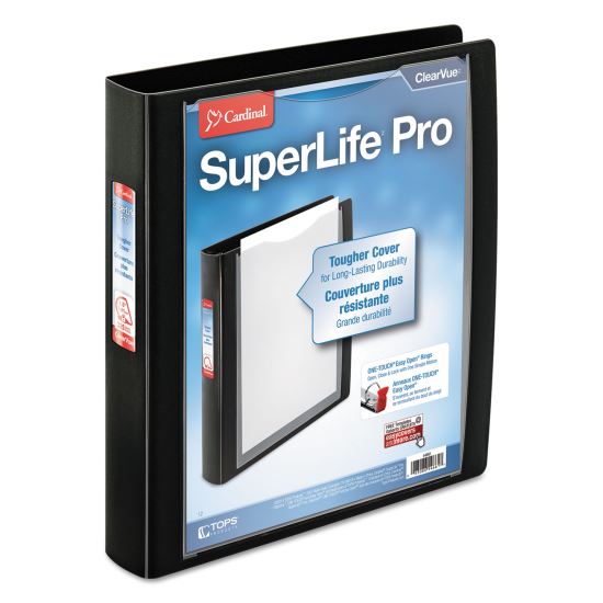 SuperLife Pro Easy Open ClearVue Locking Slant-D Ring Binder, 3 Rings, 1.5" Capacity, 11 x 8.5, Black1