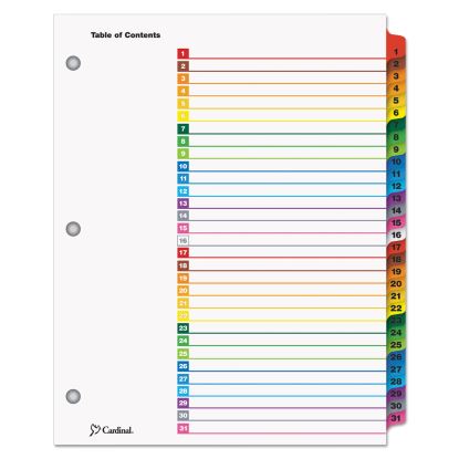 OneStep Printable Table of Contents and Dividers, 31-Tab, 1 to 31, 11 x 8.5, White, 1 Set1