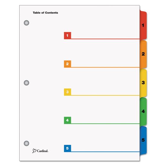 OneStep Printable Table of Contents and Dividers, 5-Tab, 1 to 5, 11 x 8.5, White, 1 Set1