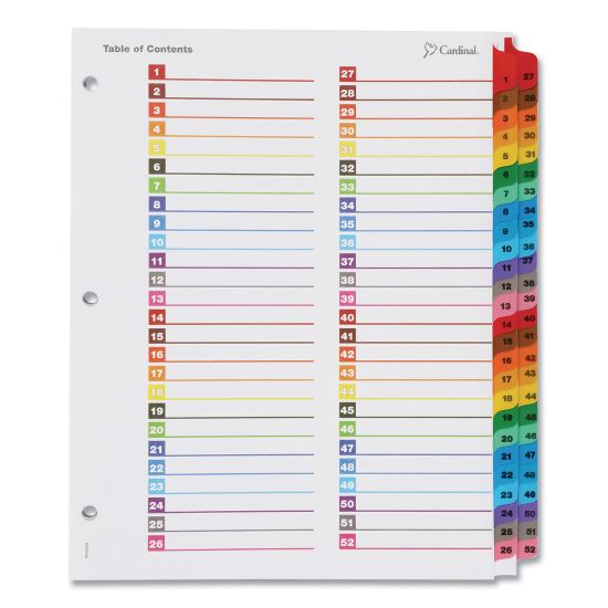 OneStep Printable Table of Contents and Dividers - Double Column, 52-Tab, 1 to 52, 11 x 8.5, White, 1 Set1