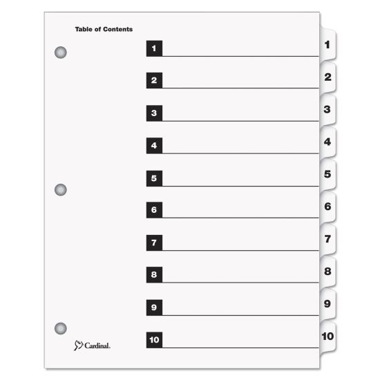 OneStep Printable Table of Contents and Dividers, 10-Tab, 1 to 10, 11 x 8.5, White, 1 Set1