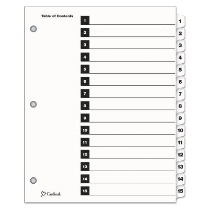 OneStep Printable Table of Contents and Dividers, 15-Tab, 1 to 15, 11 x 8.5, White, 1 Set1
