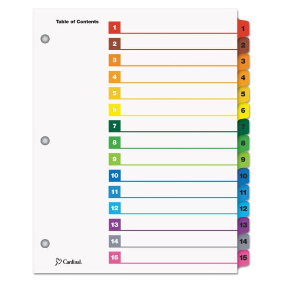 OneStep Printable Table of Contents and Dividers, 15-Tab, 1 to 15, 11 x 8.5, White, 1 Set1