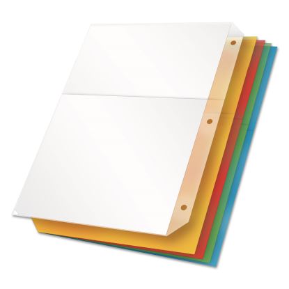 Poly Ring Binder Pockets, 11 x 8 1/2, Assorted Colors, 5/Pack1