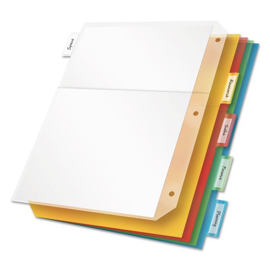 Poly Ring Binder Pockets, 11 x 8 1/2, Letter, Assorted Colors, 5/Pack1