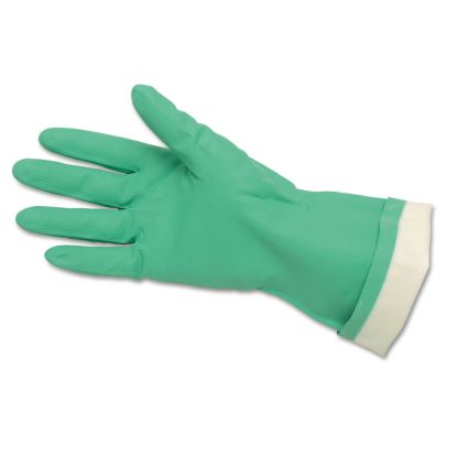 Flock-Lined Nitrile Gloves, One Size, Green, 12 Pairs1