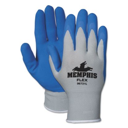 Memphis Flex Seamless Nylon Knit Gloves, Large, Blue/Gray, Dozen1