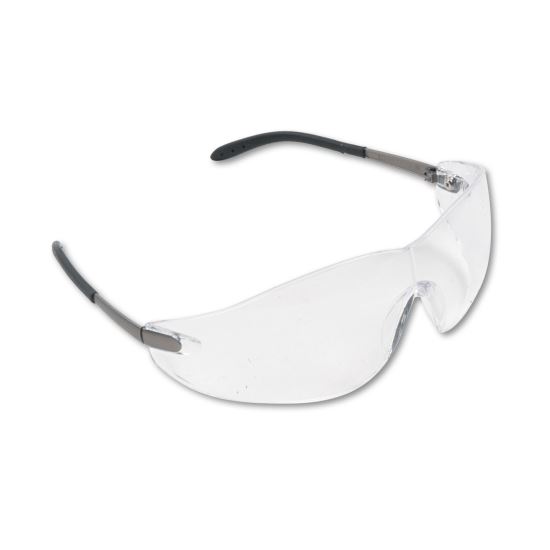 Blackjack Wraparound Safety Glasses, Chrome Plastic Frame, Clear Lens1