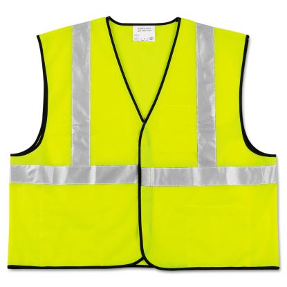 Class 2 Safety Vest, Polyester, Large Fluorescent Lime with Silver Stripe1