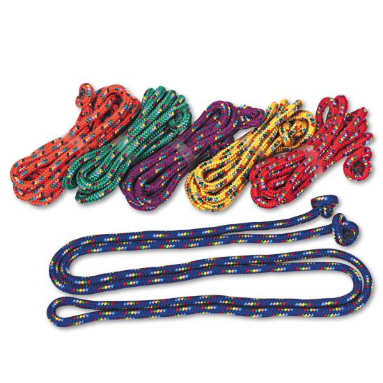 Braided Nylon Jump Ropes, 8 ft, Assorted, 6/Pack1