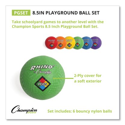 Playground Ball Set, 8.5" Diameter, Assorted Colors, 6/Set1