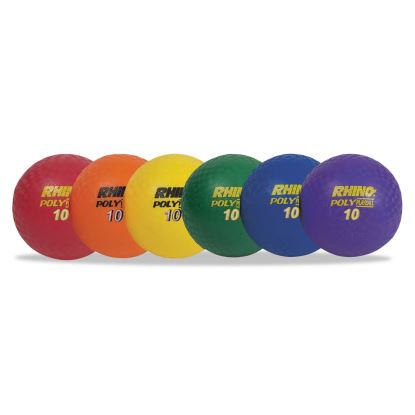 Rhino Playground Ball Set, 10" Diameter, Rubber, Assorted Colors, 6/Set1