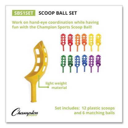 Scoop Ball Set, Plastic, Assorted Colors, 2 Scoops,1 Ball/Set, 6/Set1