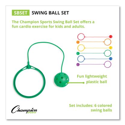 Swing Ball Set, 5.5" Diameter, Assorted Colors, 6/Set1