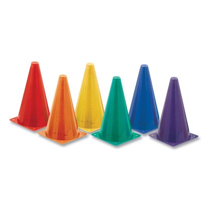 Indoor/Outdoor High Visibility Plastic Cone Set, Assorted Colors, 6/Box1