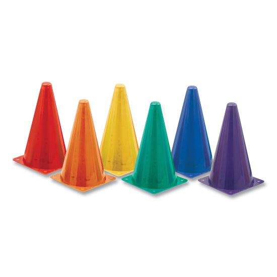 Indoor/Outdoor High Visibility Plastic Cone Set, Assorted Colors, 6/Box1