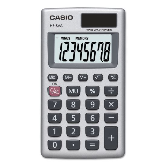 HS-8VA Handheld Calculator, 8-Digit LCD, Silver1