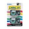 Tape Cassettes for KL Label Makers, 0.37" x 26 ft, Black on Clear, 2/Pack1