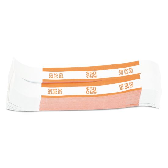 Currency Straps, Orange, $50 in Dollar Bills, 1000 Bands/Pack1