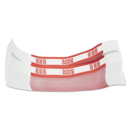 Currency Straps, Red, $500 in $5 Bills, 1000 Bands/Pack1