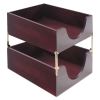 Double-Deep Hardwood Stackable Desk Trays, 1 Section, Letter Size Files, 10.13" x 12.63" x 5", Mahogany2