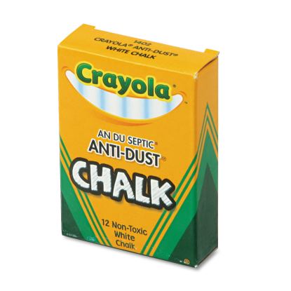 Nontoxic Anti-Dust Chalk, 3" x 0.31" Diameter, White, 12 Sticks/Box1