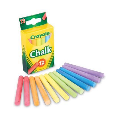Chalk, 3" x 0.38" Diameter, 6 Assorted Colors, 12 Sticks/Box1