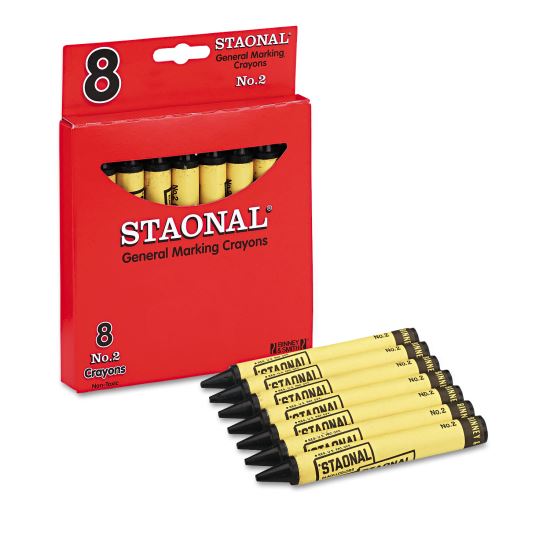 Staonal Marking Crayons, Black, 8/Box1