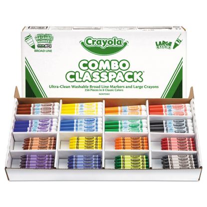 Crayon and Ultra-Clean Washable Marker Classpack, 8 Colors, 128 Each Crayons/Markers, 256/Box1