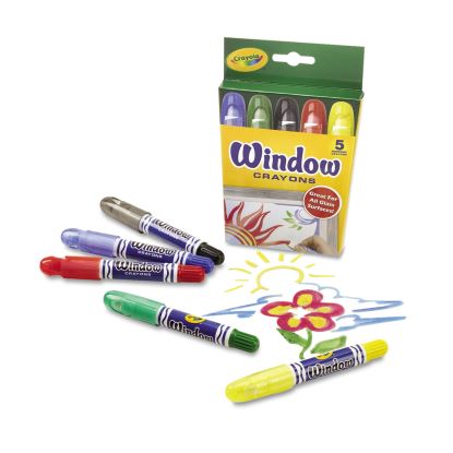 Washable Window Crayons, Assorted Colors, 5/Set1