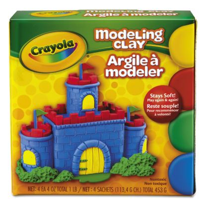 Modeling Clay Assortment, 4 oz Packs, 4 Packs, Blue/Green/Red/Yellow, 1 lb1