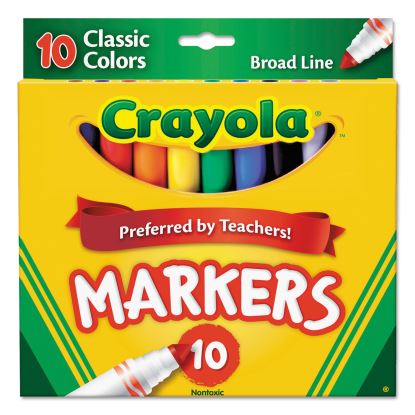 Non-Washable Marker, Broad Bullet Tip, Assorted Classic Colors, 10/Pack1